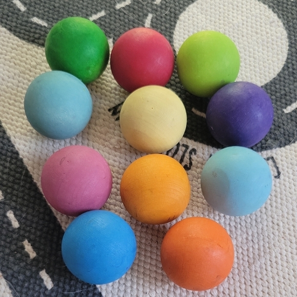 Colorful Wooden Balls Set for Kids By Grimms. Large Size - Picture 1 of 4